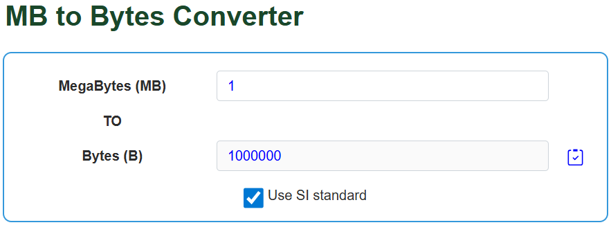 MB to Bytes Converter - UScalculator.com