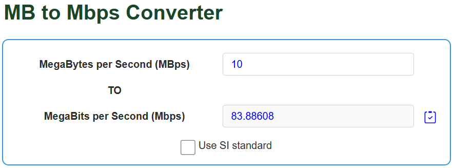 Mbps Mb MB to Mbps Converter - UScalculator.com