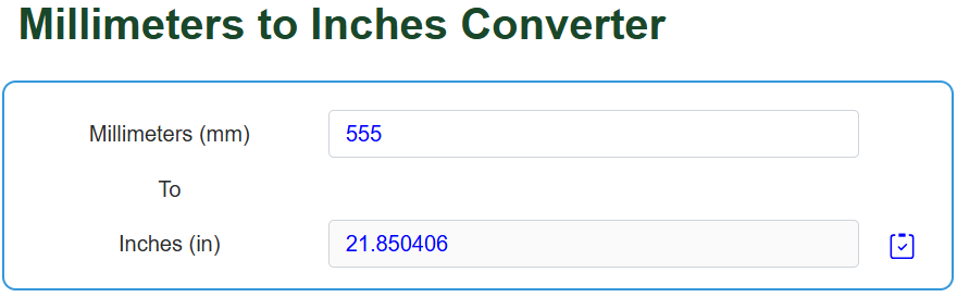 Millimeters to Inches Converter - UScalculator.com