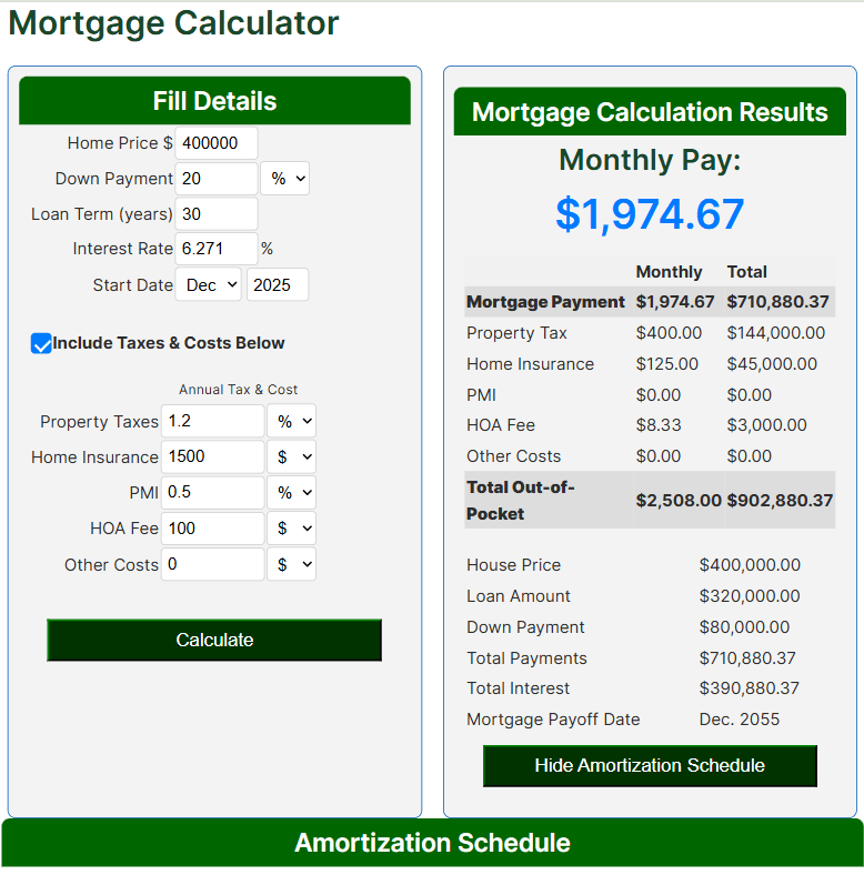 Mortgage Calculator Monthly Payment + Taxes & PMI - UScalculator.com