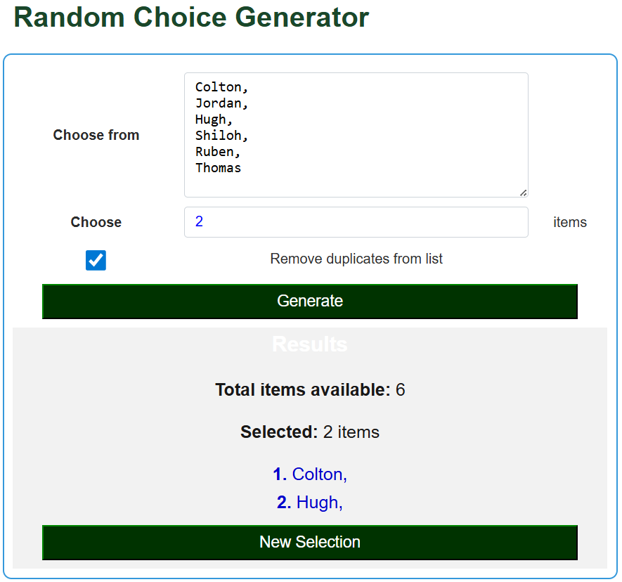 Random Choice Generator - UScalculator.com