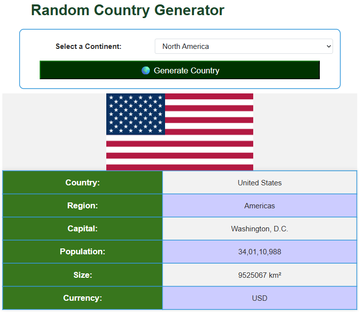 Random Country Generator - UScalculator.com
