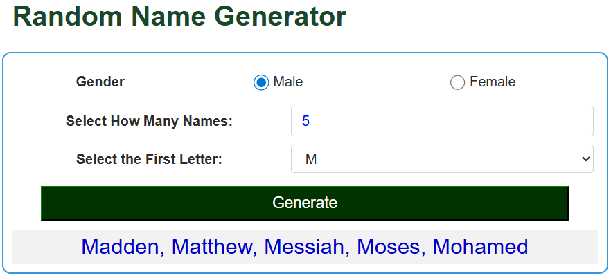 Random Name Generator - UScalculator.com