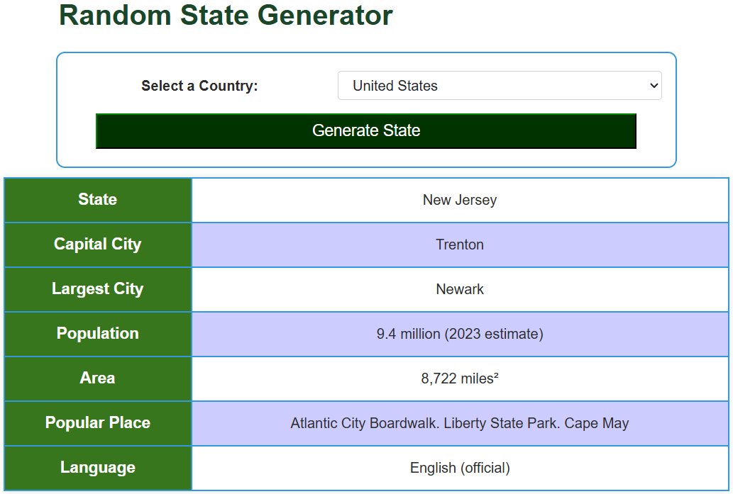 Random Stare Random State Generator - UScalculator.com